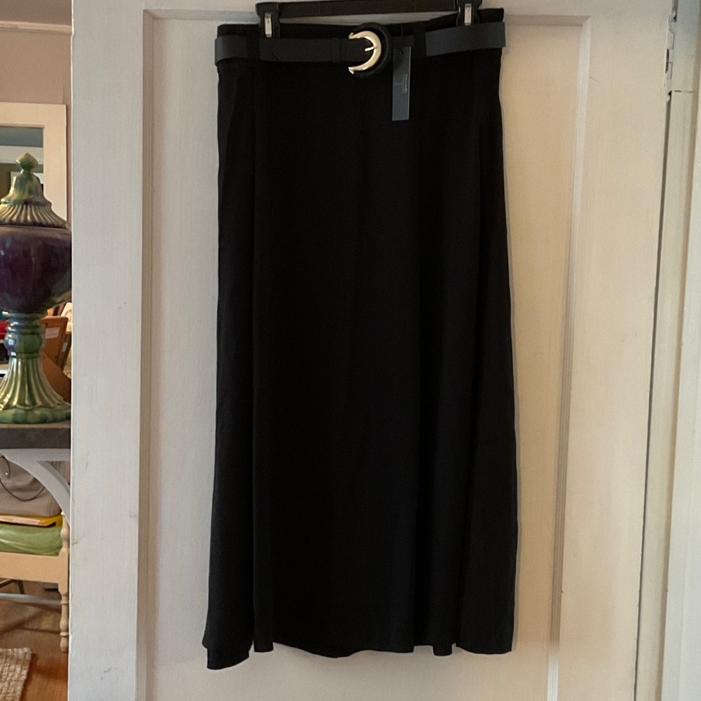 Tahari Black A-Line Skirt with Belt